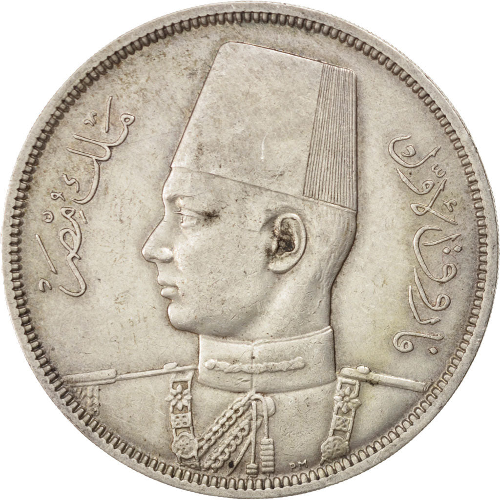 EGYPT, 10 Piastres, 1939, British Royal Mint, KM #367, EF(40-45), Silver, 31,...