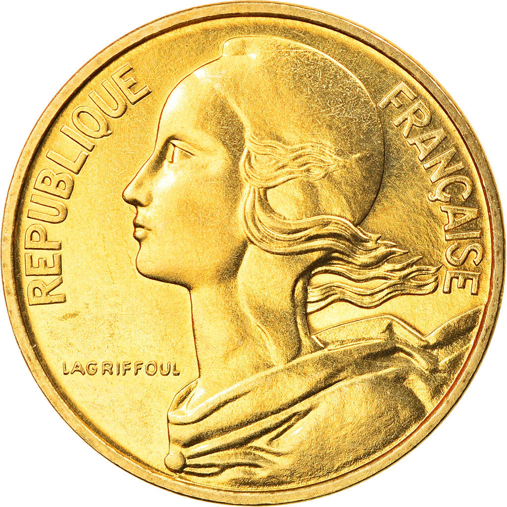 Moneta, Francja, Marianne, 10 Centimes, 1977, Paris, MS(63), Aluminium-Brąz