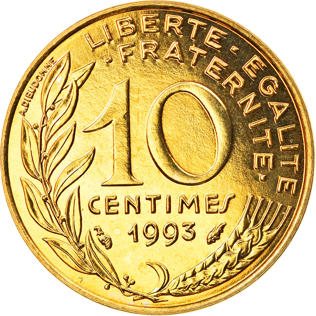 Coin, France, Marianne, 10 Centimes, 1993, Paris, Frappe médaille, MS(63)