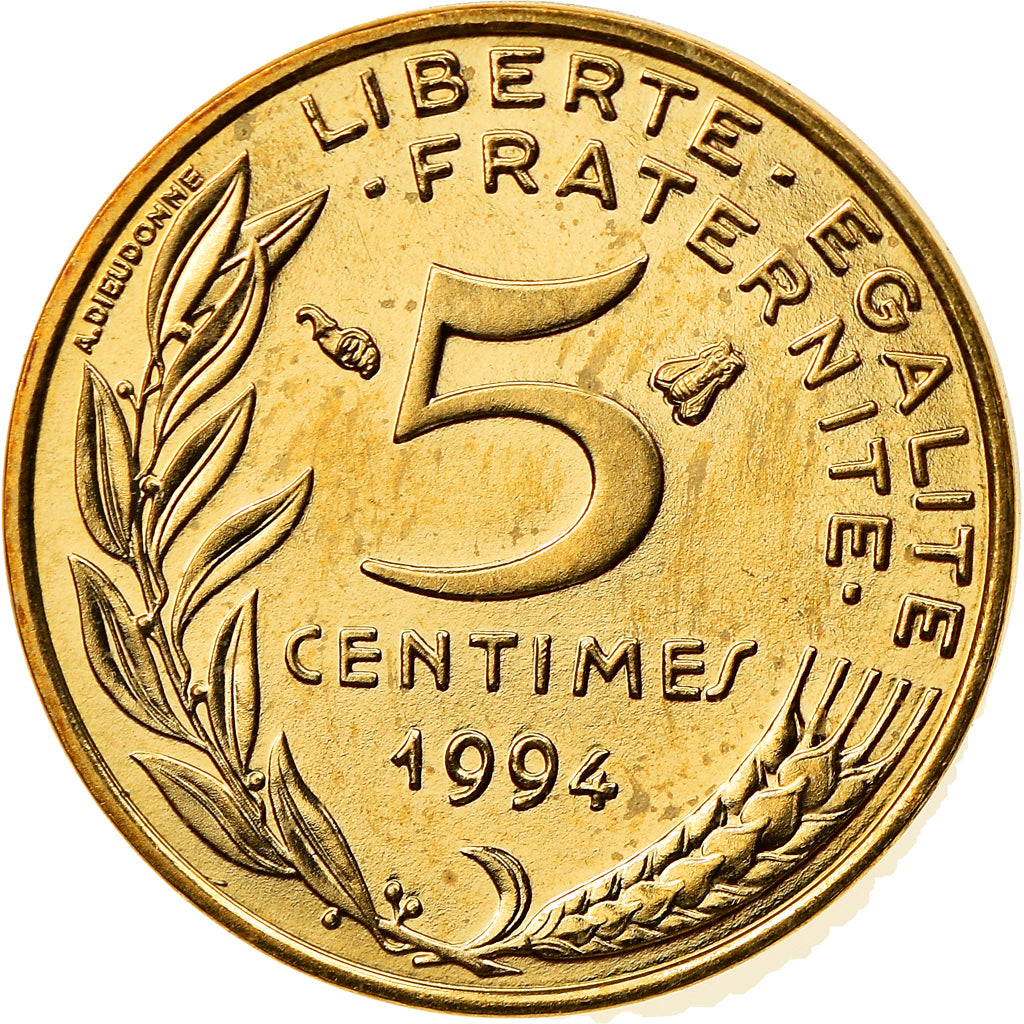Coin, France, Marianne, 5 Centimes, 1994, Paris, MS(63), Aluminum-Bronze