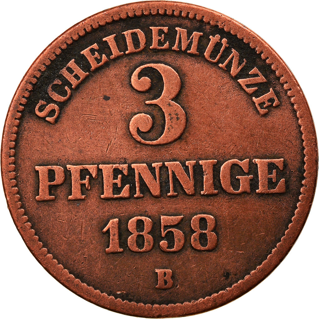Coin, German States, BIRKENFELD, Paul Friedrich August, 3 Pfennige, 1858