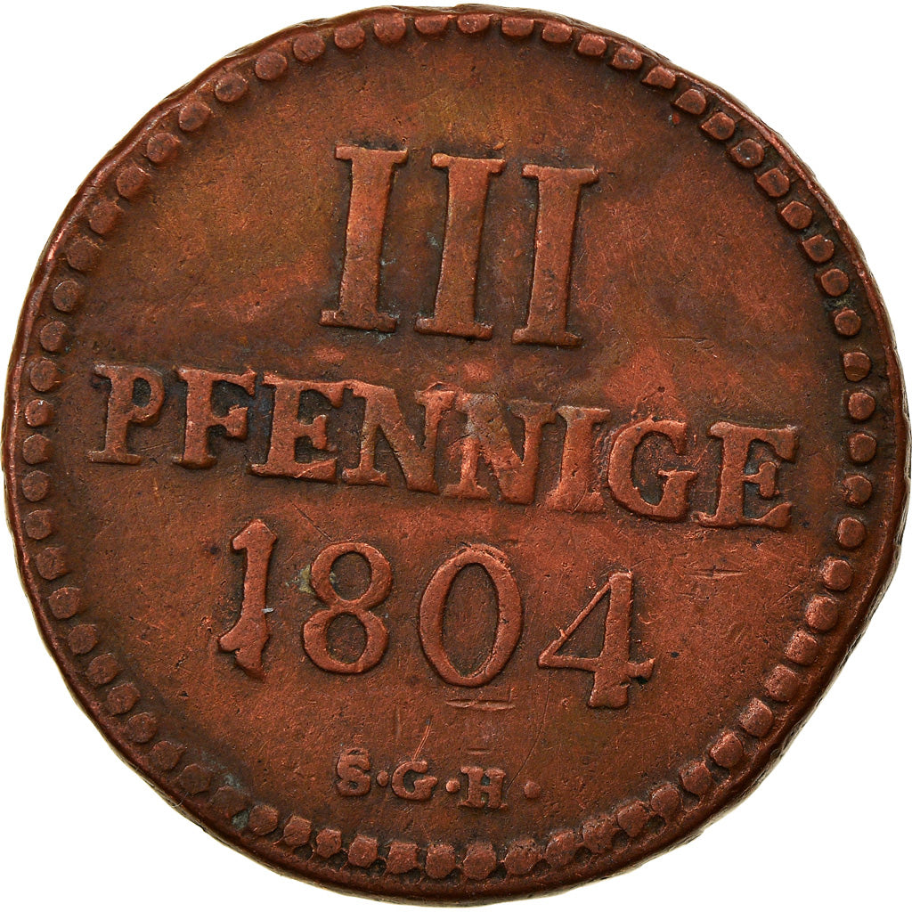 Munten, Duitse staten, SAXONY-ALBERTINE, Friedrich August III, 3 Pfennig, 1804