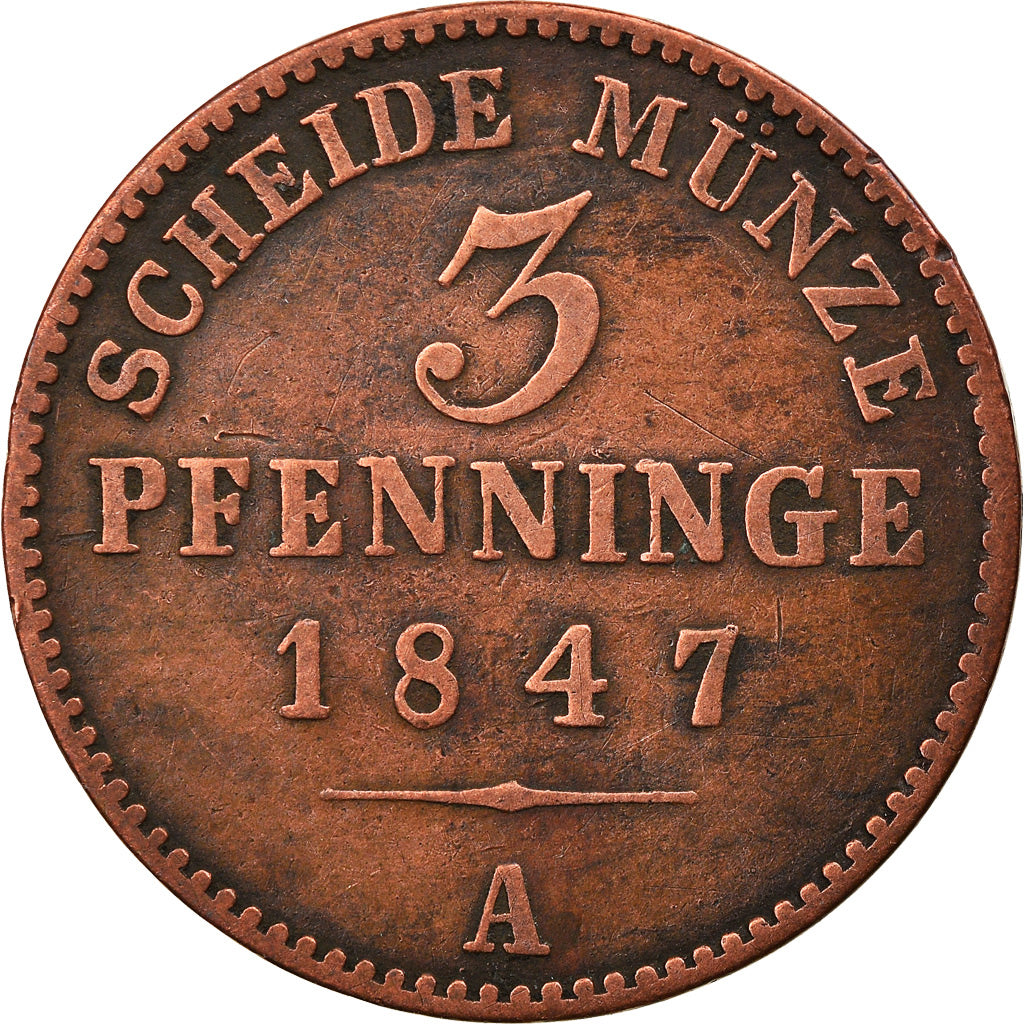 Coin, German States, LIPPE-DETMOLD, Paul Alexander Leopold II, 3 Pfennig, 1847