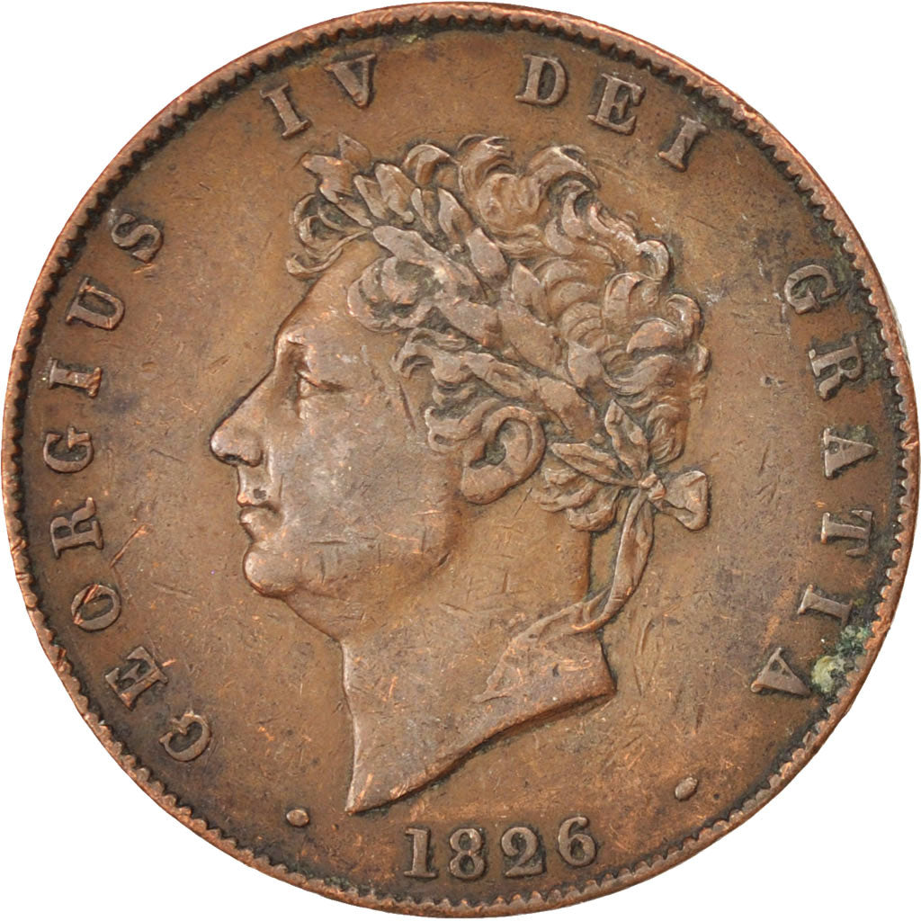 Great Britain, 1/2 Penny, 1826, KM #692, EF(40-45), Copper, 9.27