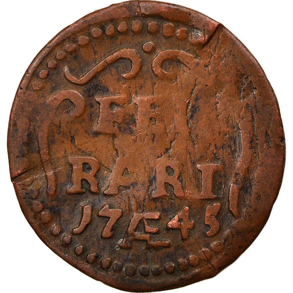 Coin, ITALIAN STATES, PAPAL STATES-FERRARA, Benedict XIV, Quattrino, 1745, Roma