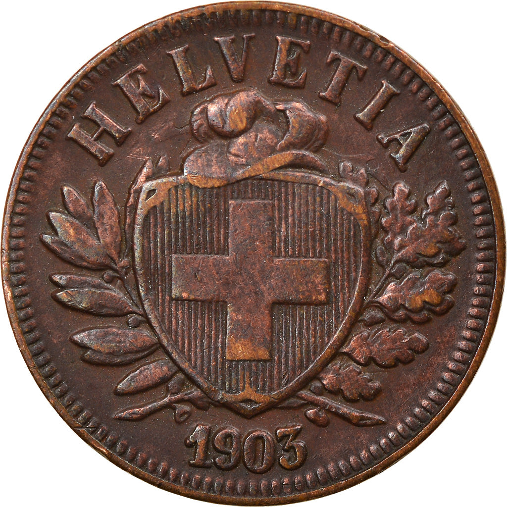 Münze, Schweiz, 2 Rappen, 1903, Bern, SS, Bronze, KM:4.2