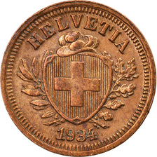 Coin, Switzerland, Rappen, 1934, Bern, AU(50-53), Bronze, KM:3.2