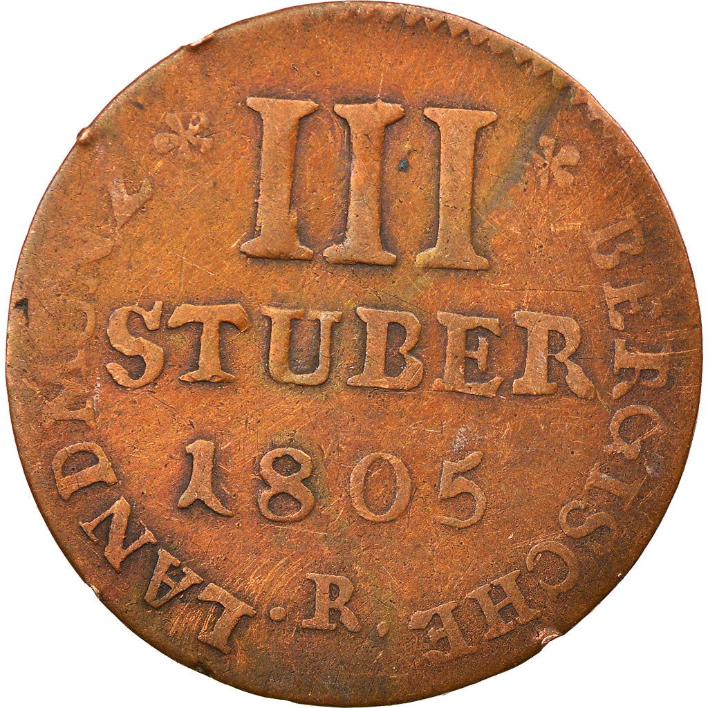 Coin, German States, BERG, Maximilian IV Joseph, 3 Stüber, 1805, D, VF(20-25)
