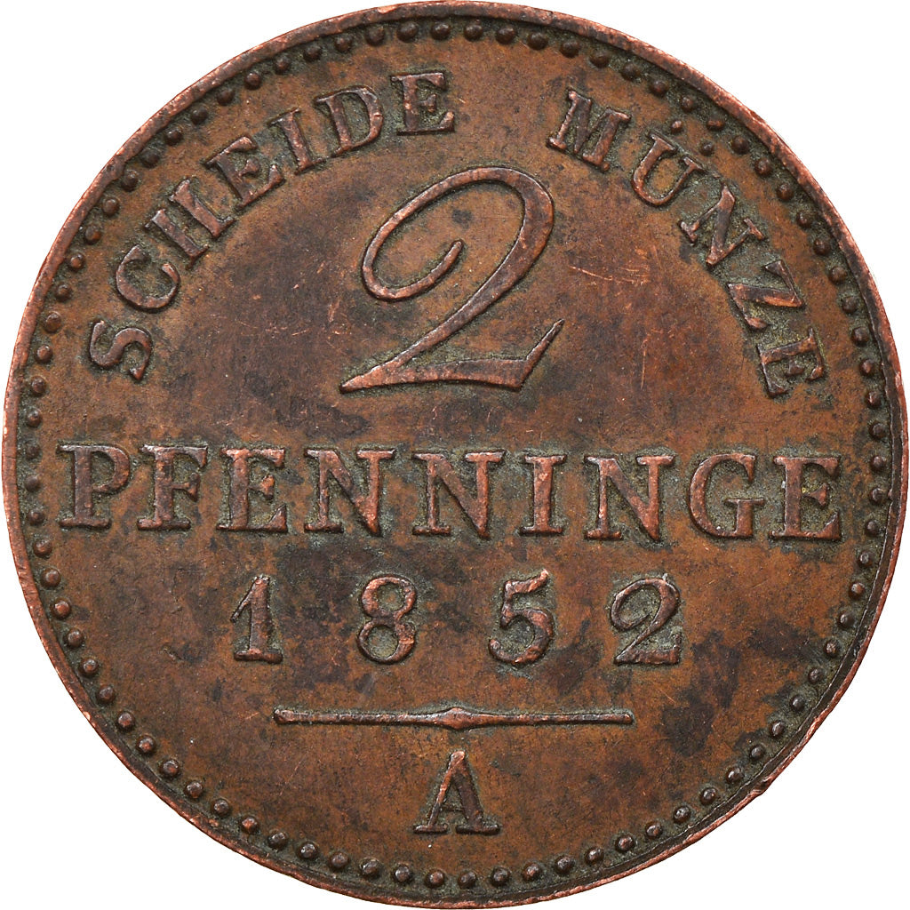 Coin, German States, PRUSSIA, Friedrich Wilhelm IV, 2 Pfennig, 1852, Berlin