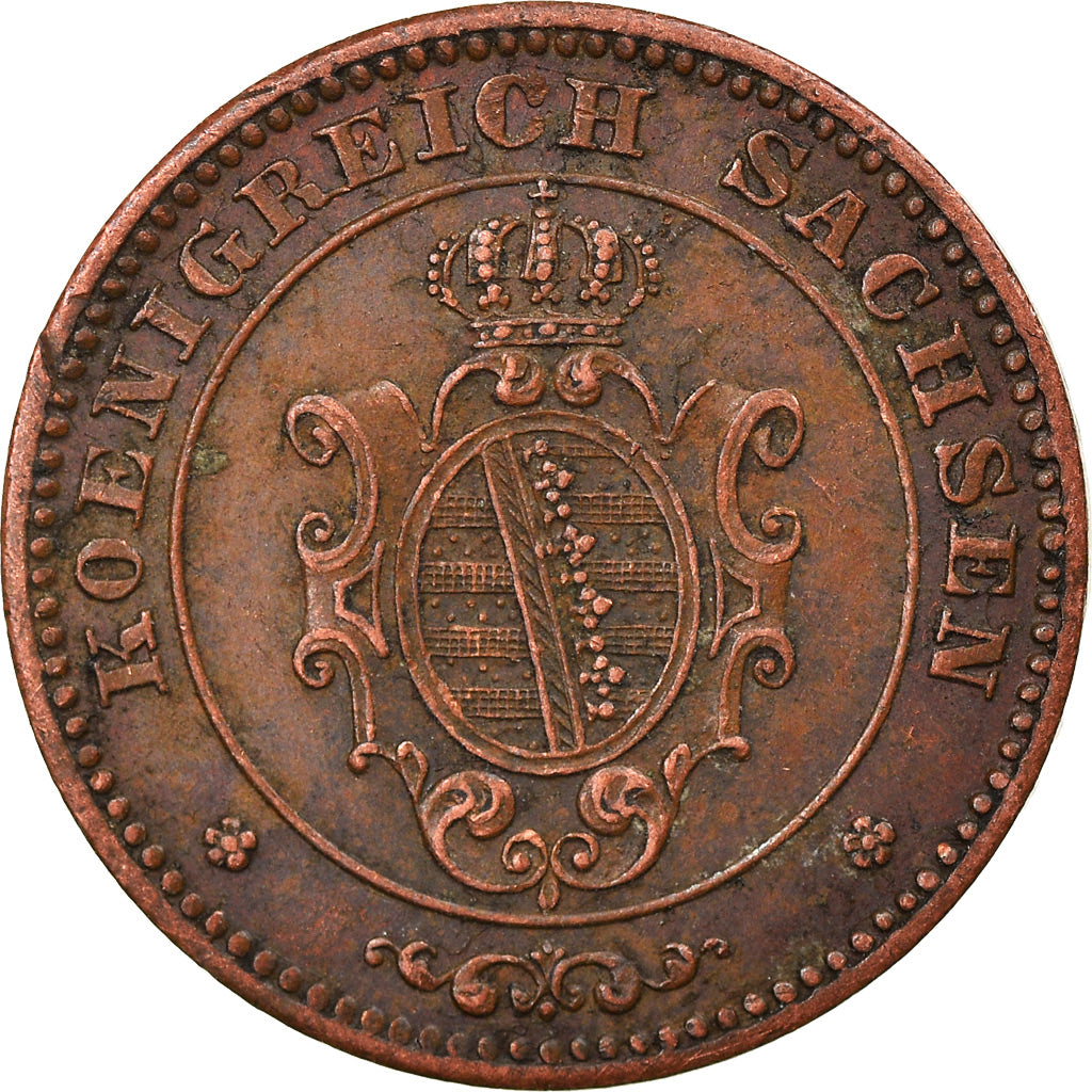 Coin, German States, SAXONY-ALBERTINE, Johann, Pfennig, 1868, Vienne, EF(40-45)
