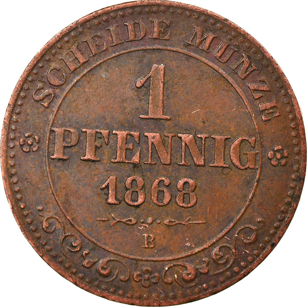 Coin, German States, SAXONY-ALBERTINE, Johann, Pfennig, 1868, Vienne, EF(40-45)