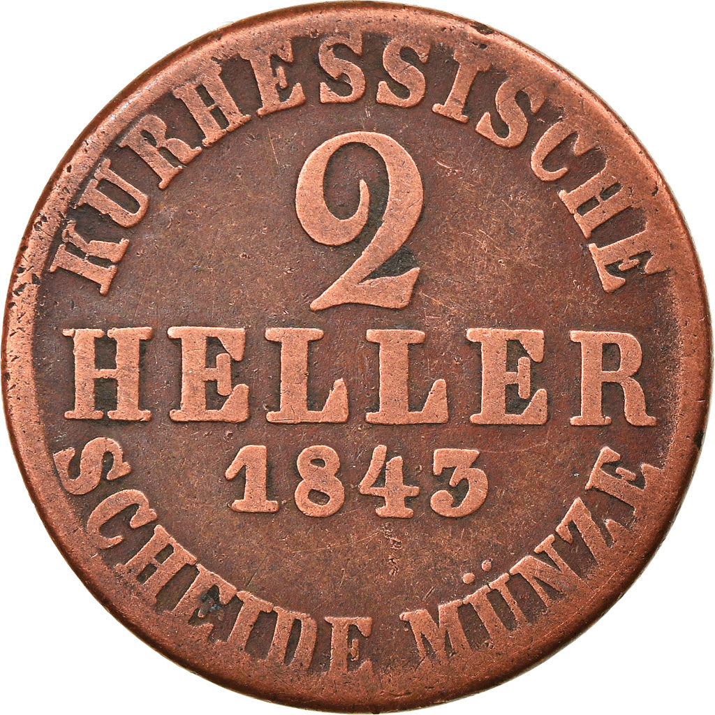 Coin, German States, HESSE-CASSEL, Wilhelm II and Friedrich Wilhelm, 2 Heller