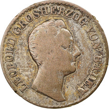 Coin, German States, BADEN, Leopold I, 6 Kreuzer, 1834, VF(30-35), Silver