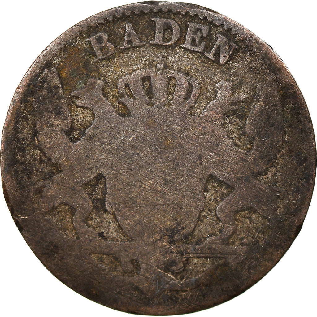 Monnaie, Etats allemands, BADEN, Leopold I, 3 Kreuzer, 1841, B+, Argent, KM:211