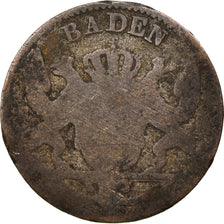 Monnaie, Etats allemands, BADEN, Leopold I, 3 Kreuzer, 1841, B+, Argent, KM:211