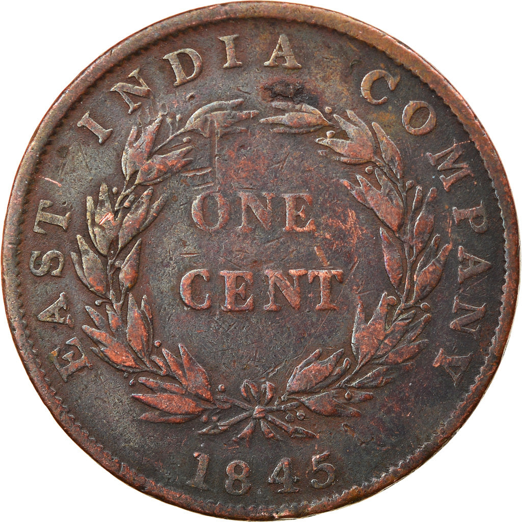 Coin, Straits Settlements, Victoria, Cent, 1845, VF(20-25), Copper, KM:3