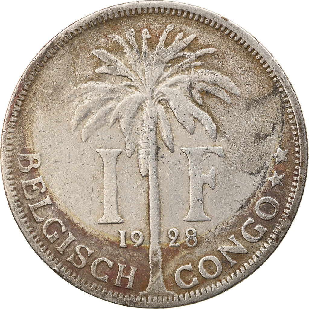 Coin, Belgian Congo, Franc, 1928, VF(30-35), Copper-nickel, KM:21