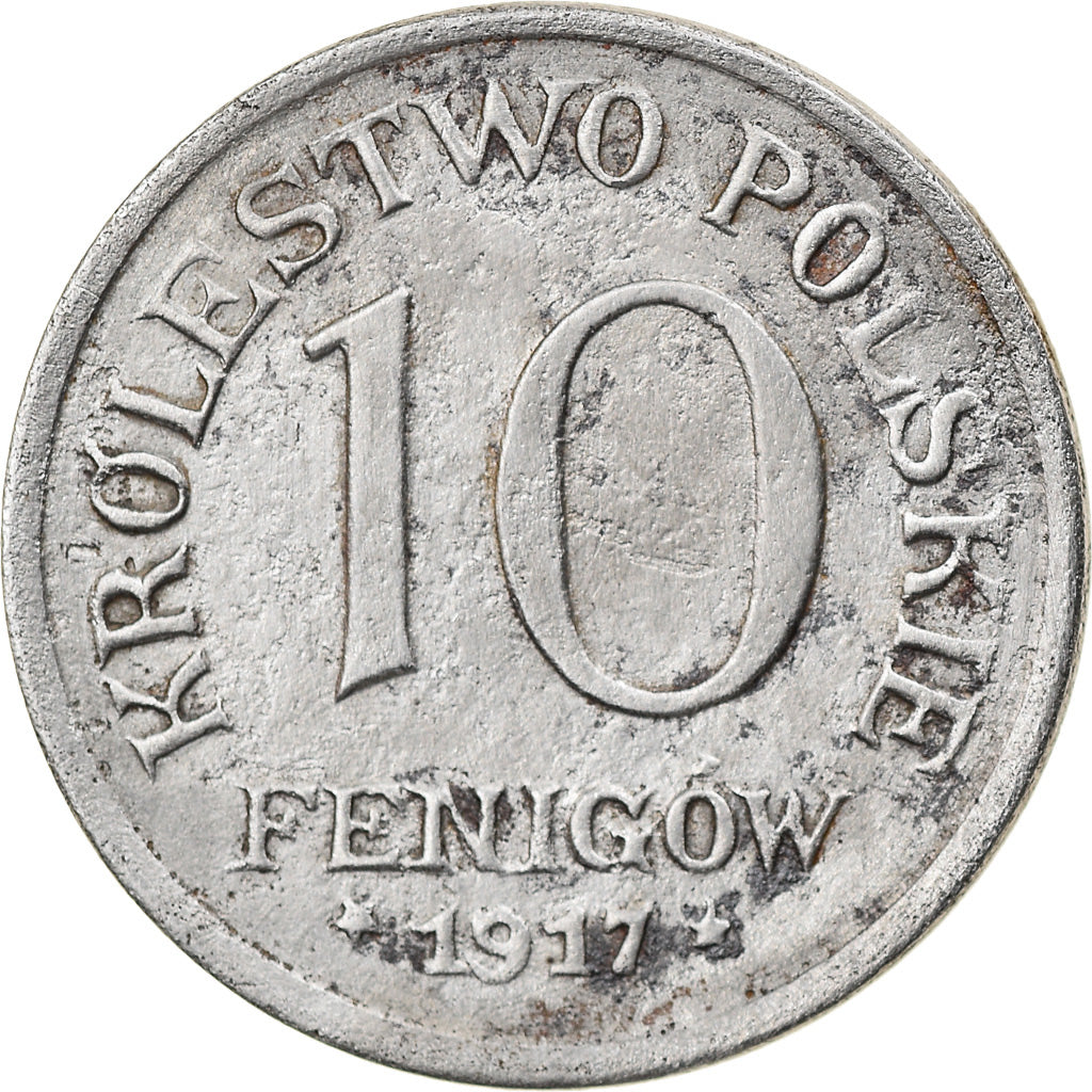 Coin, Poland, 10 Fenigow, 1917, Stuttgart, Germany, AU(55-58), Iron, KM:6
