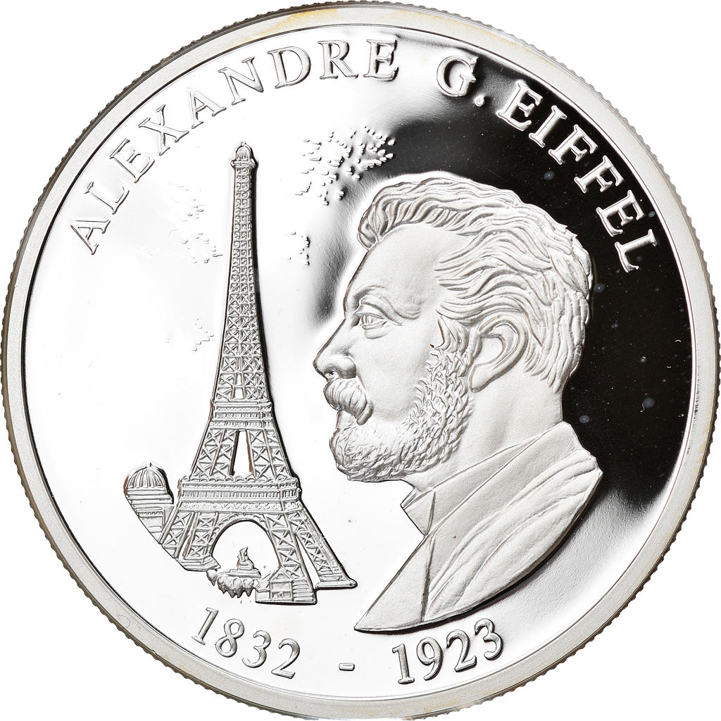 France, Medal, Ecu, Gustave Eiffel, Arts & Culture, 1995, MS(64), Silver