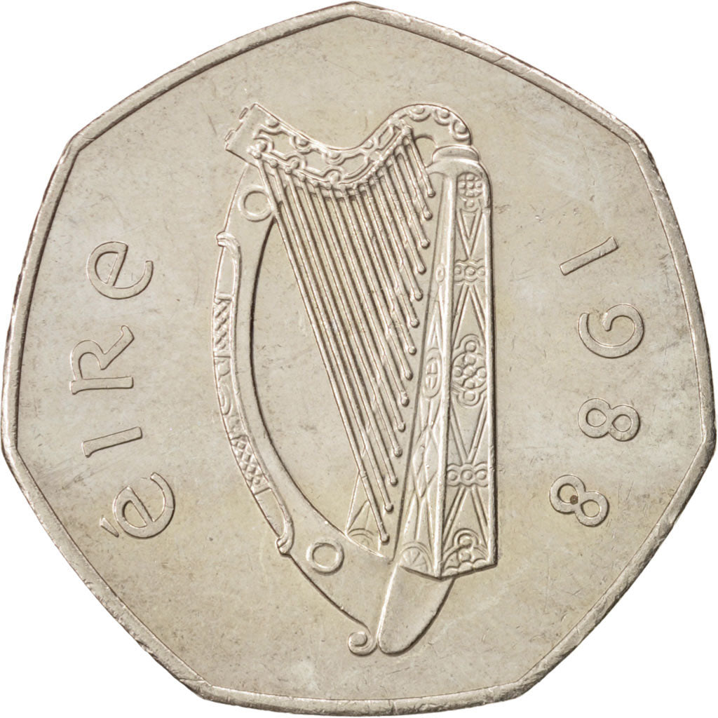 IRELAND REPUBLIC, 50 Pence, 1988, KM #26, MS(60-62), Copper-Nickel, 30, 13.63