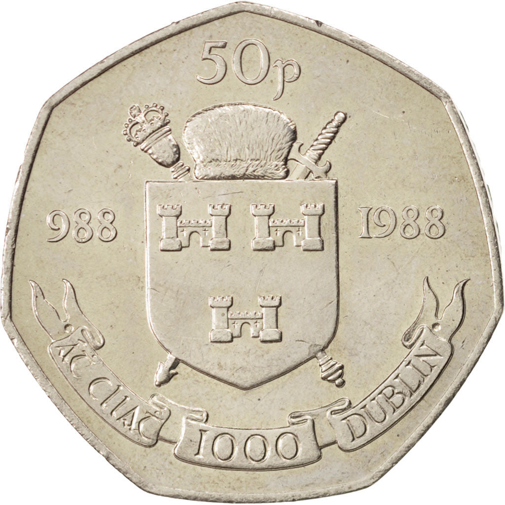 IRELAND REPUBLIC, 50 Pence, 1988, KM #26, MS(60-62), Copper-Nickel, 30, 13.63