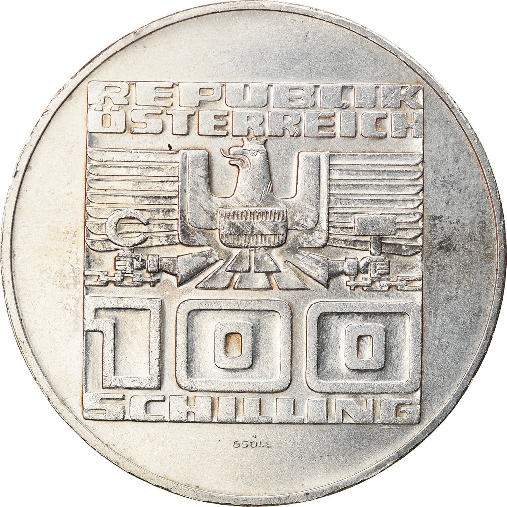 Moneta, Austria, Forteresse de Hohensalzburg, 100 Schilling, 1977, SPL, Argento