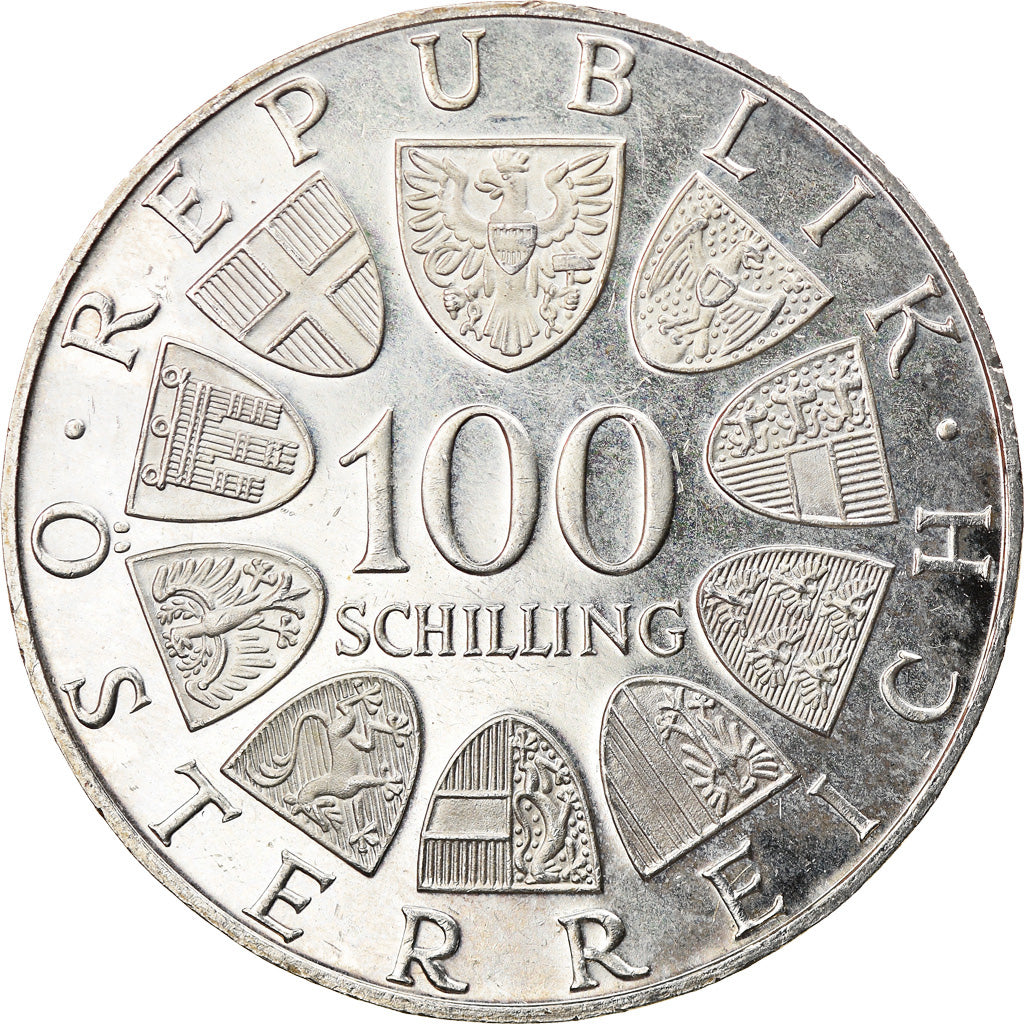 Moneta, Austria, Burgtheater, 100 Schilling, 1976, Proof, SPL-, Argento, KM:2930