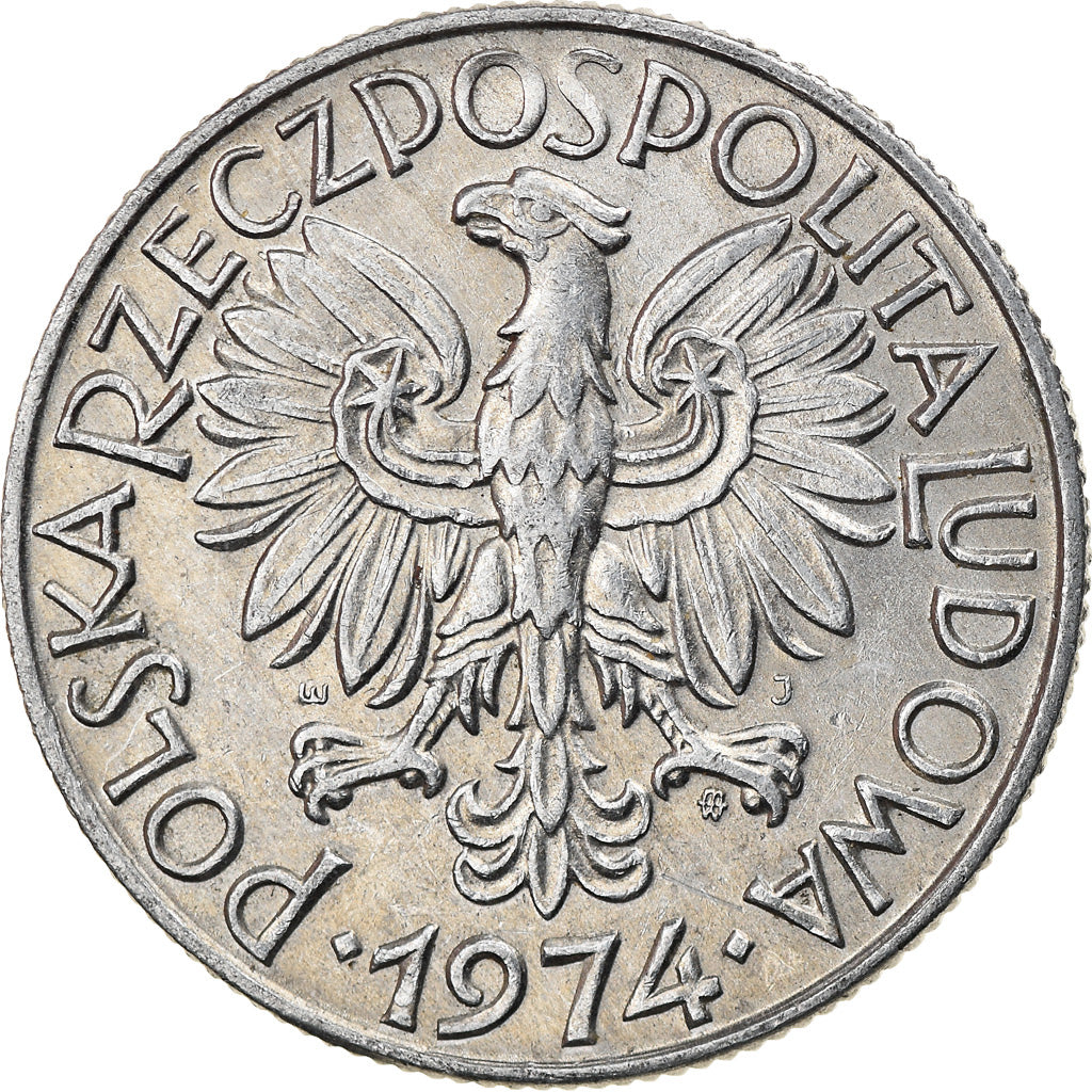 Münze, Polen, 5 Zlotych, 1974, Warsaw, VZ, Aluminium, KM:47