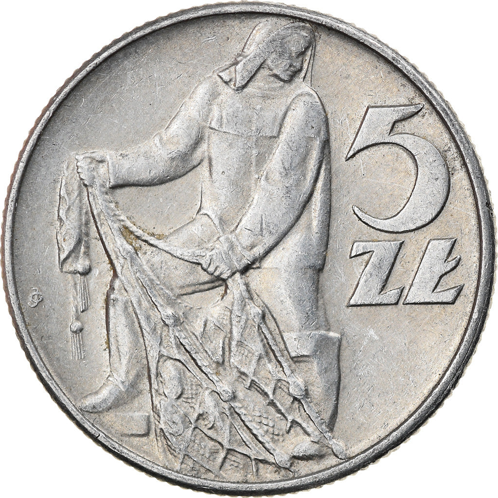 Münze, Polen, 5 Zlotych, 1974, Warsaw, VZ, Aluminium, KM:47