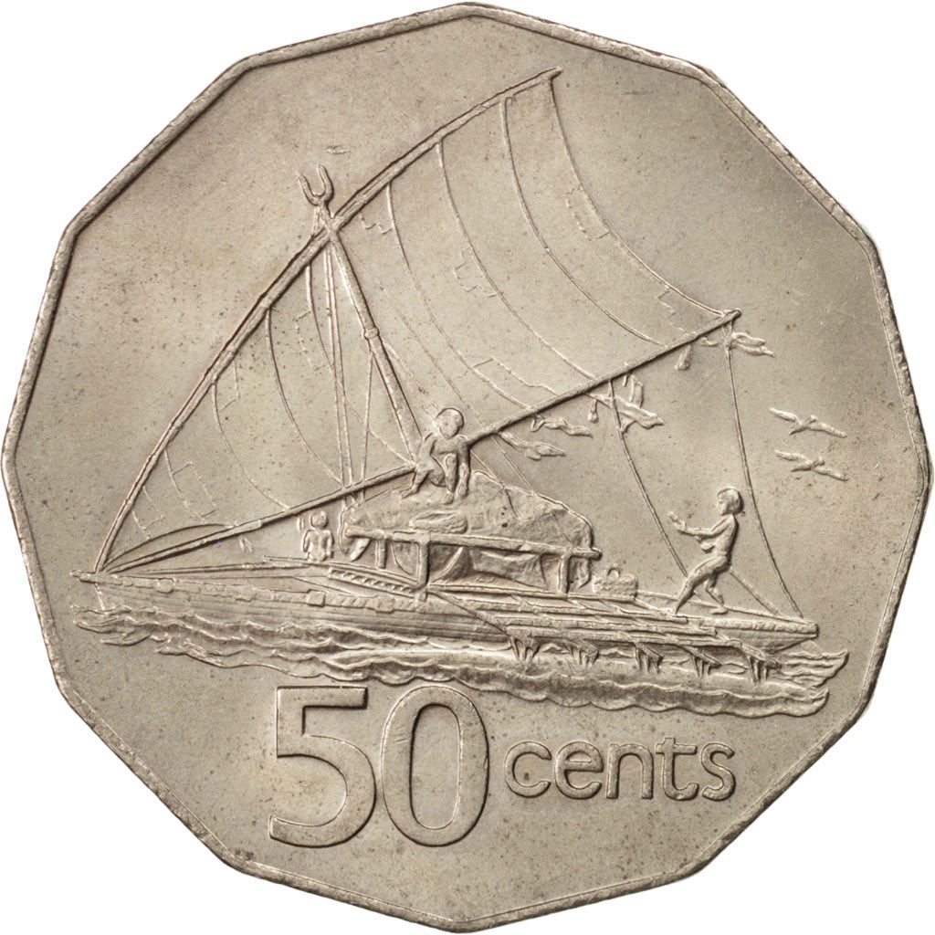 FIJI, 50 Cents, 1976, KM #36, AU(55-58), Copper-Nickel, 31.5, 15.72