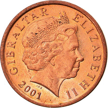 Coin, Gibraltar, Elizabeth II, 2 Pence, 2001, AU(55-58), Copper Plated Steel