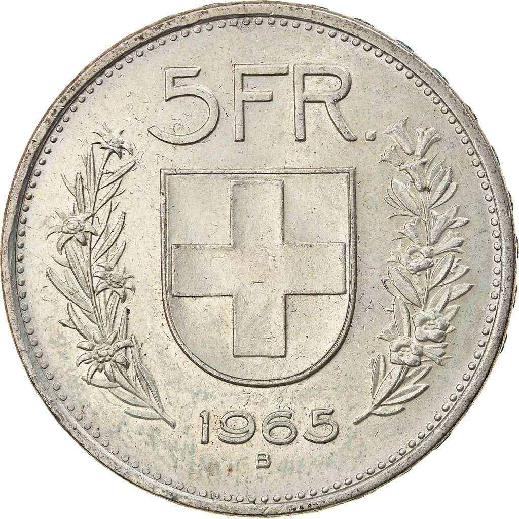 Coin, Switzerland, 5 Francs, 1965, Bern, EF(40-45), Silver, KM:40