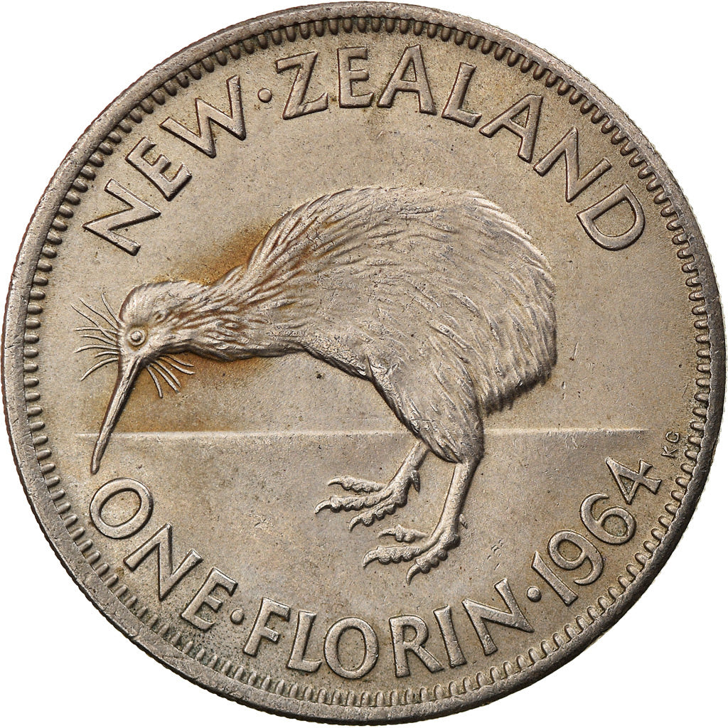 Coin, New Zealand, Elizabeth II, Florin, 1964, EF(40-45), Copper-nickel, KM:28.2