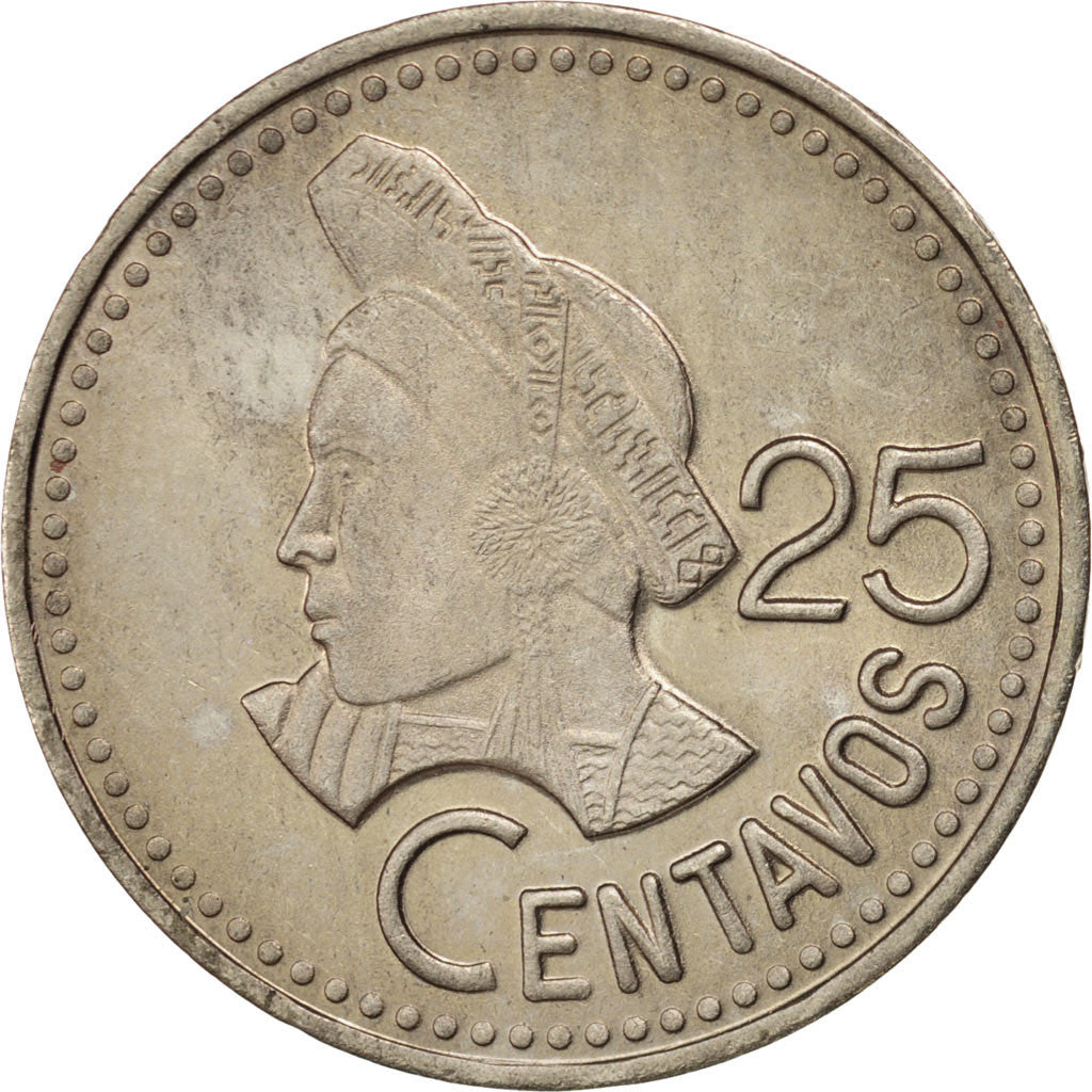 Coin, Guatemala, 25 Centavos, 1988, AU(55-58), Copper-nickel, KM:278.5