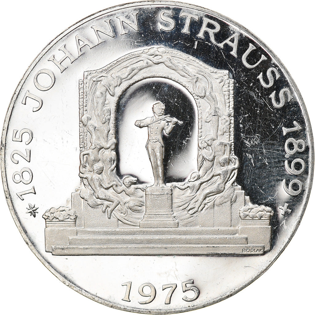 Münze, Österreich, Johann Strauss, 100 Schilling, 1975, Proof, VZ, Silber