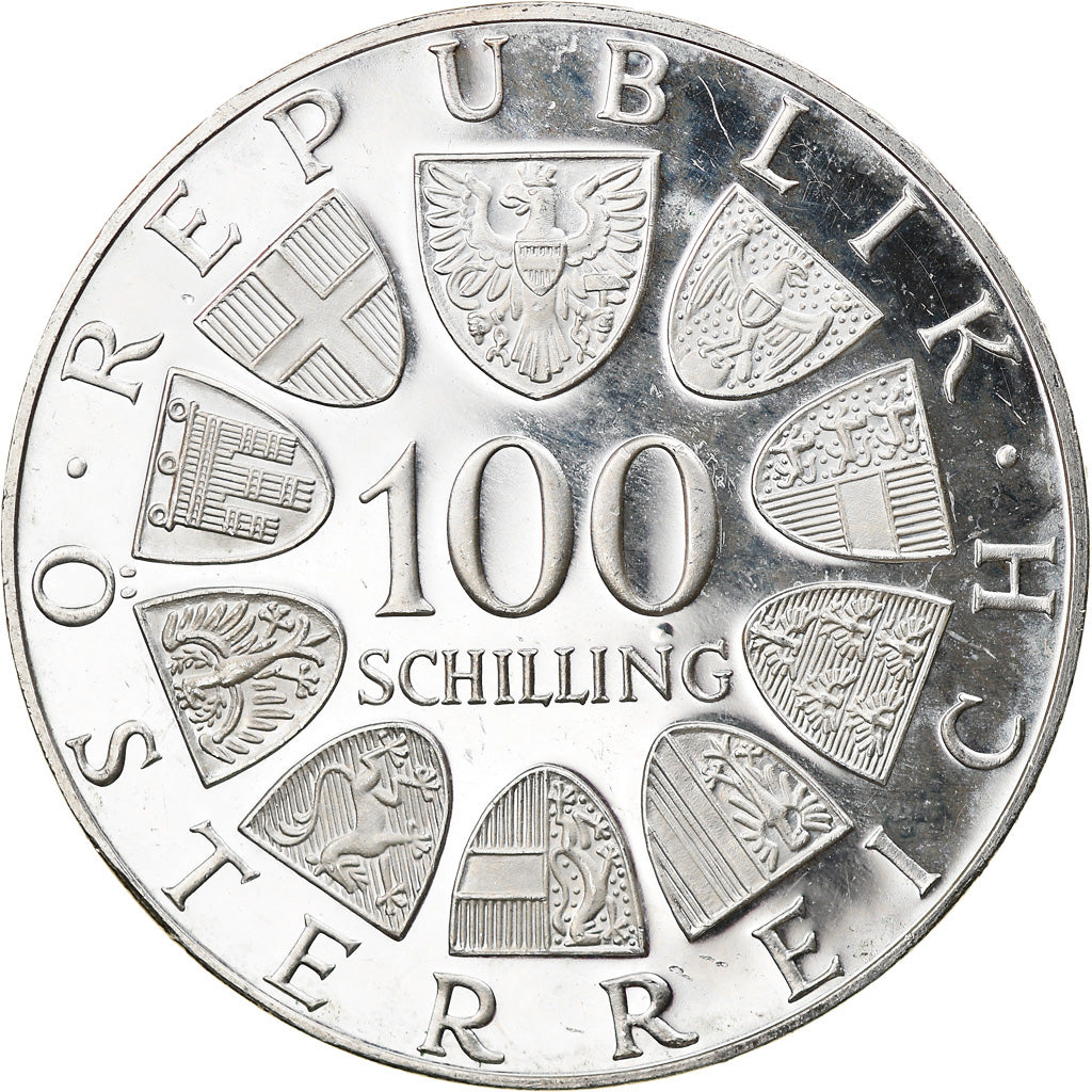 Münze, Österreich, Johann Strauss, 100 Schilling, 1975, Proof, VZ, Silber