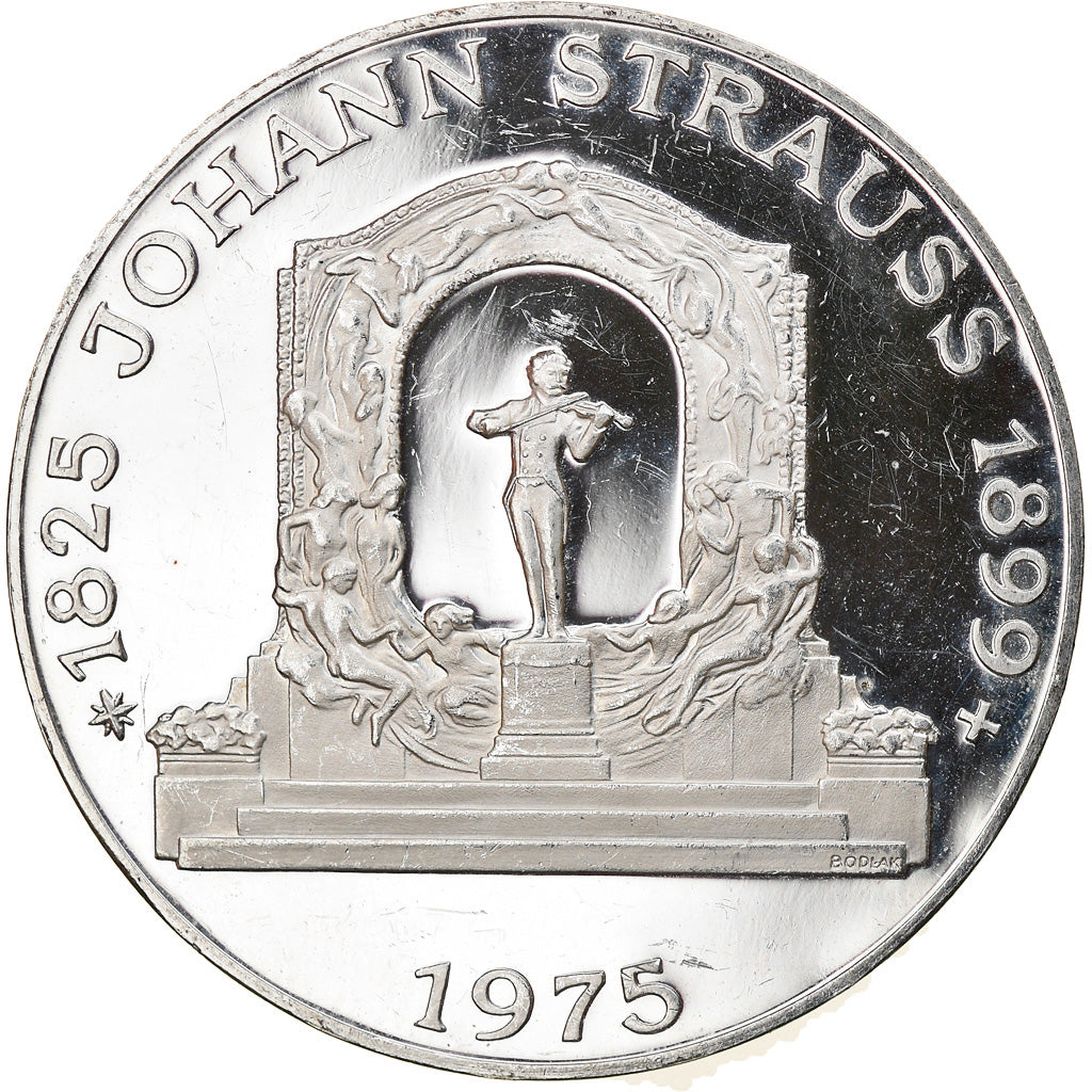 Coin, Austria, Johann Strauss, 100 Schilling, 1975, Proof, AU(55-58), Silver
