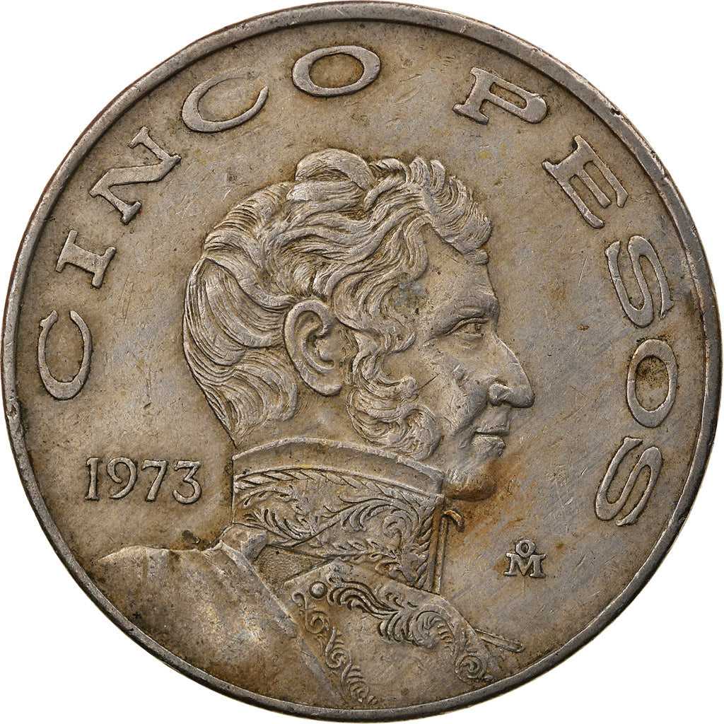 Moneta, Messico, 5 Pesos, 1973, Mexico City, MB+, Rame-nichel, KM:472