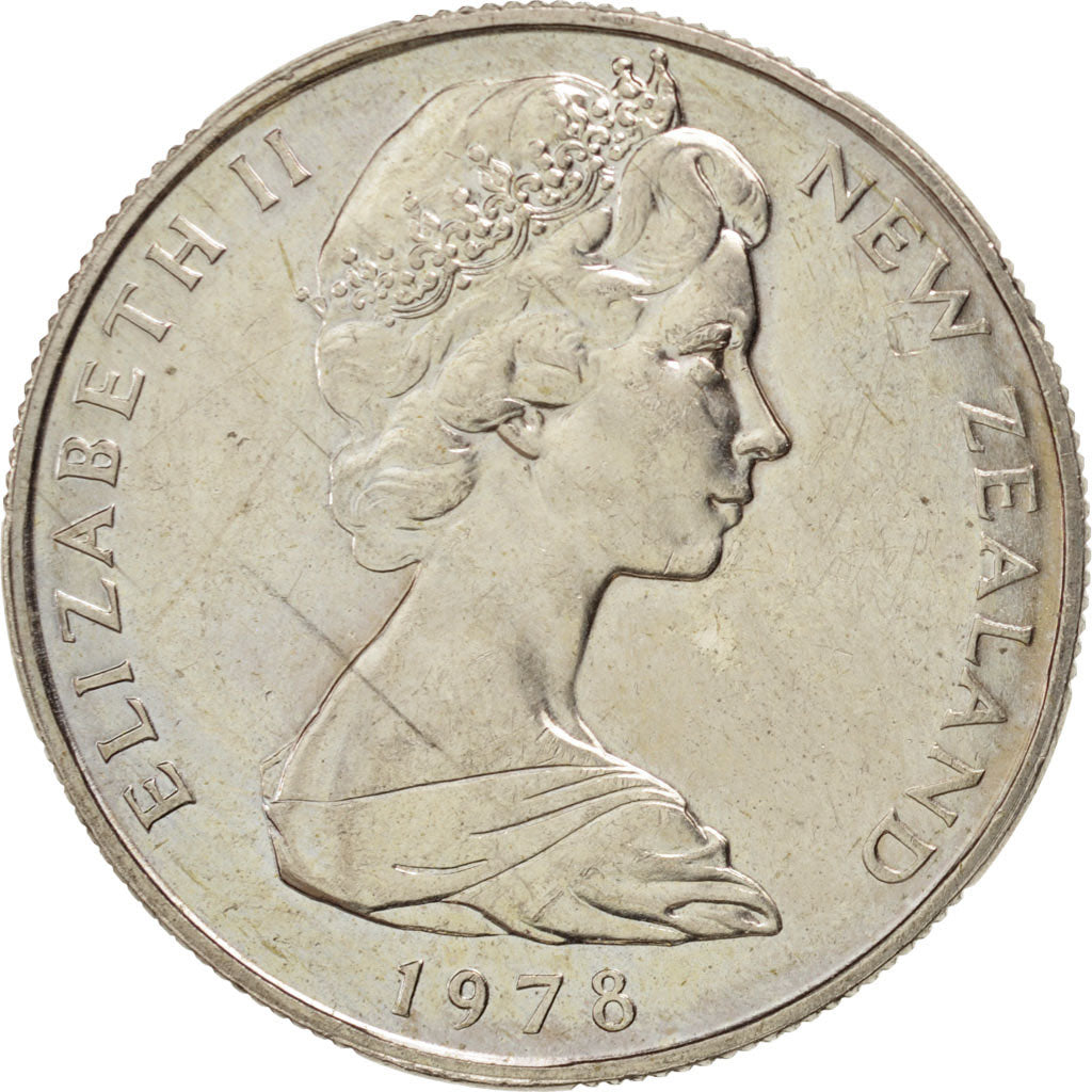 NEW ZEALAND, 50 Cents, 1978, KM #37.1, AU(55-58), Copper-Nickel, 31.75, 13.65