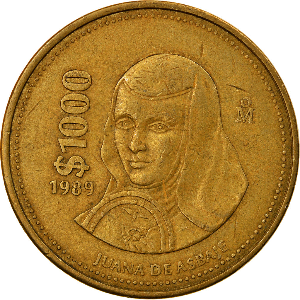 Moneda, México, 1000 Pesos, 1989, Mexico City, BC+, Aluminio - bronce, KM:536
