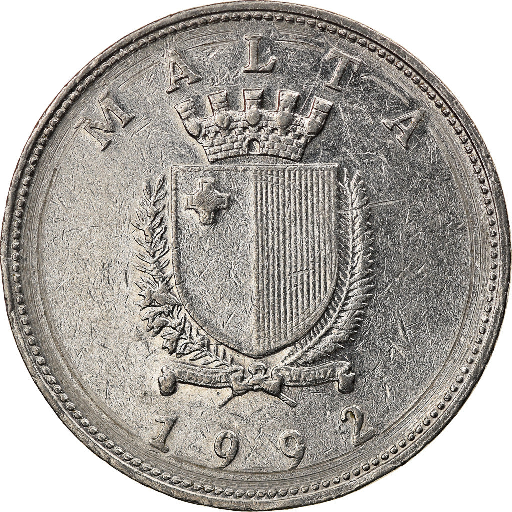 Coin, Malta, Lira, 1992, British Royal Mint, EF(40-45), Nickel, KM:99