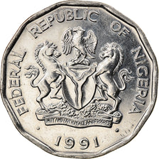 Münze, Nigeria, Elizabeth II, 50 Kobo, 1991, Franklin Mint, VZ+, Nickel plated