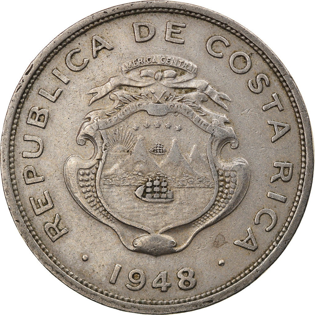 Coin, Costa Rica, 50 Centimos, 1948, EF(40-45), Copper-nickel, KM:176
