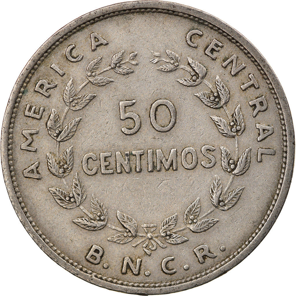 Coin, Costa Rica, 50 Centimos, 1948, EF(40-45), Copper-nickel, KM:176