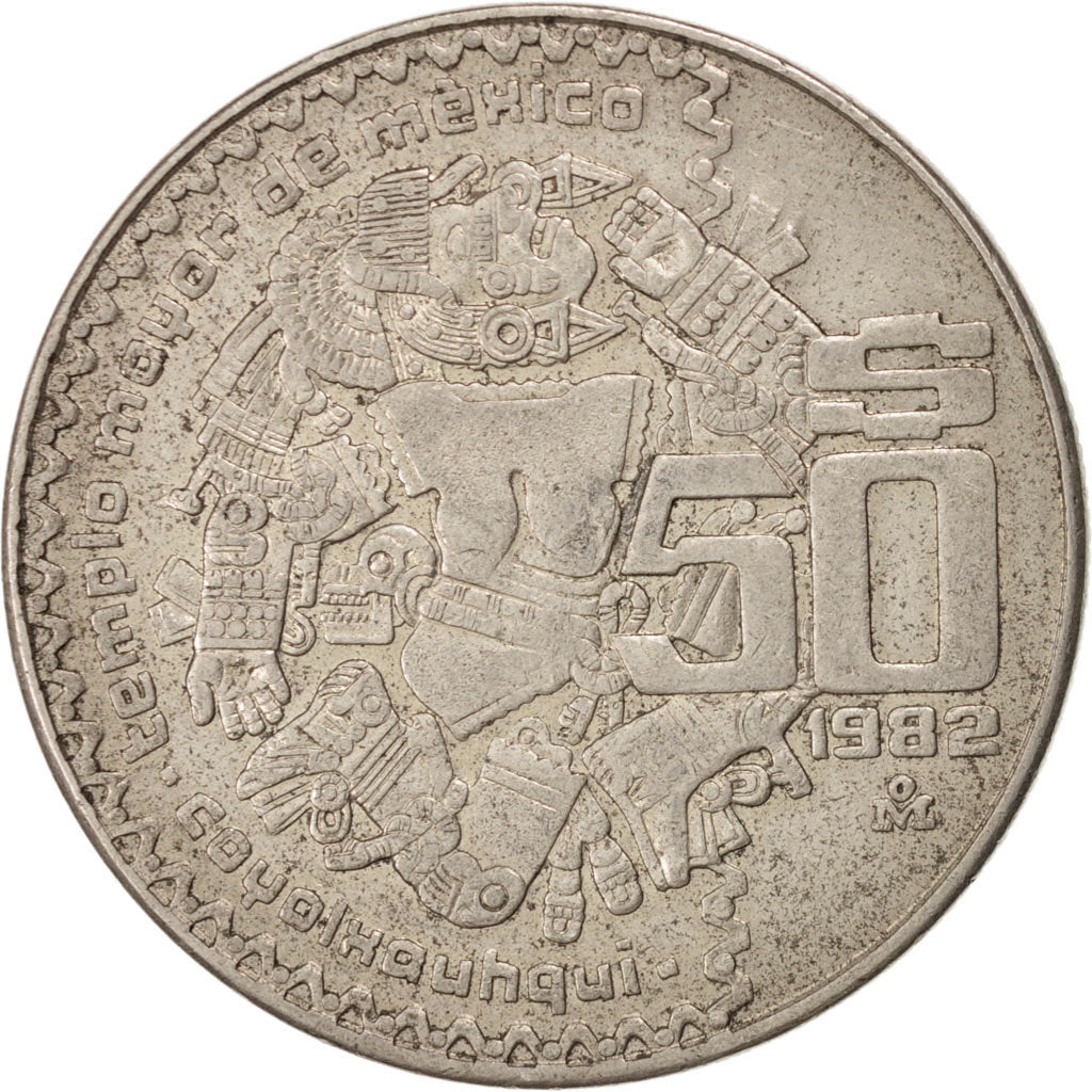 MEXICO, 50 Pesos, 1982, Mexico City, KM #490, EF(40-45), Copper-Nickel, 39,...