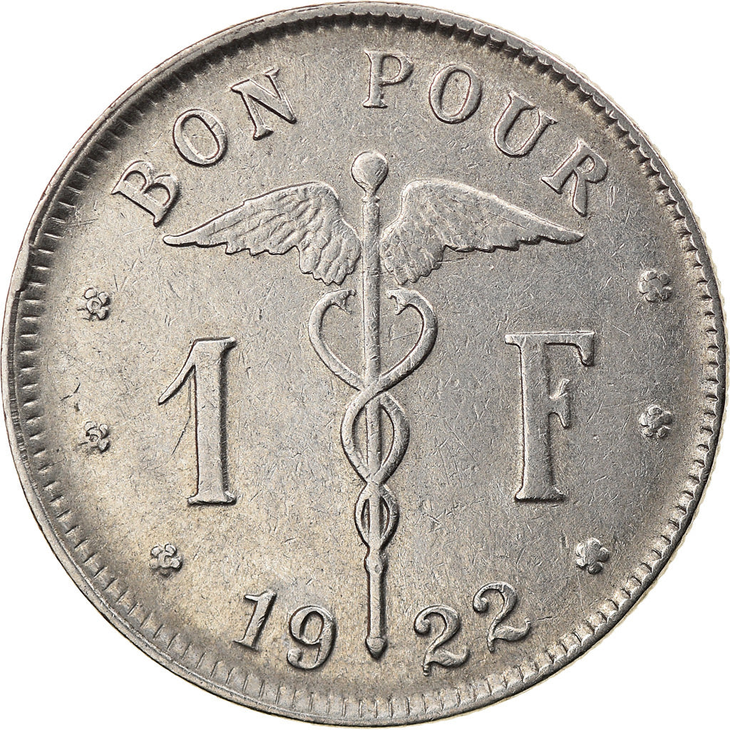 Coin, Belgium, Franc, 1922, AU(55-58), Nickel, KM:89