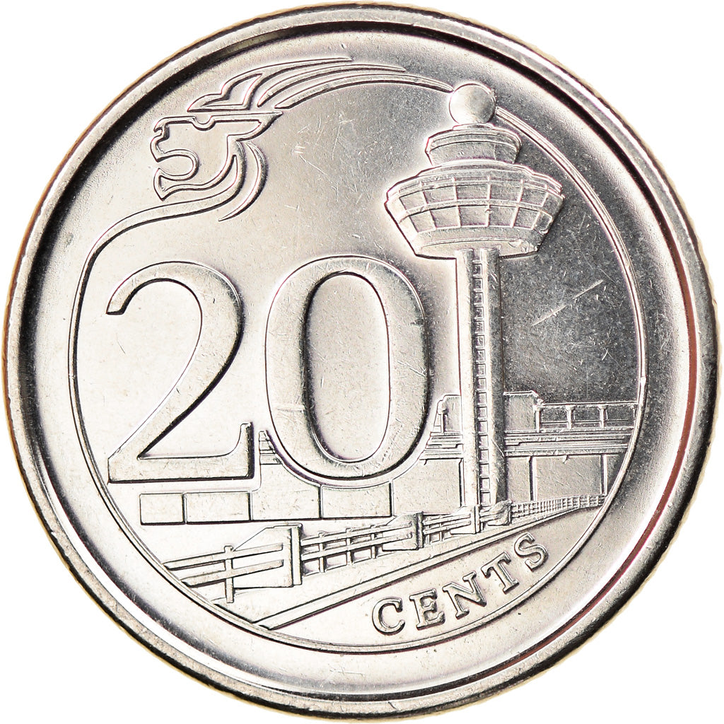 Coin, Singapore, 20 Cents, 2003, Singapore Mint, AU(55-58), Copper-nickel