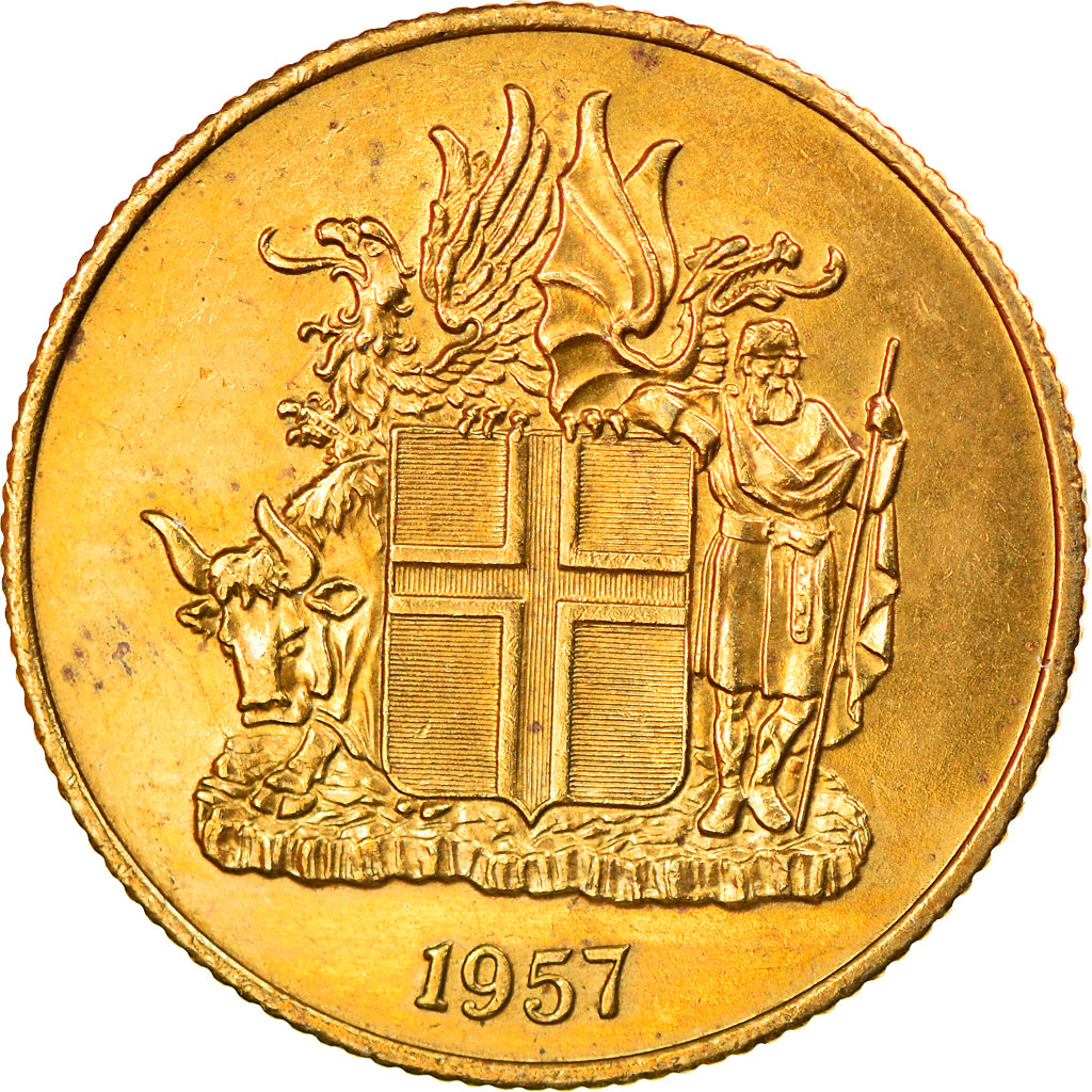 Coin, Iceland, Krona, 1957, AU(55-58), Nickel-brass, KM:12a