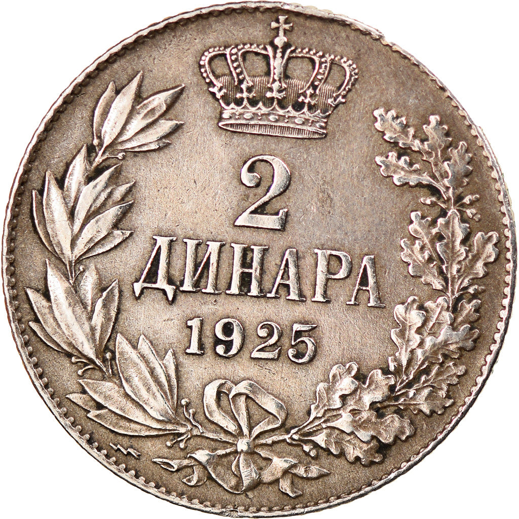 Coin, Yugoslavia, Alexander I, 2 Dinara, 1925, AU(55-58), Nickel-Bronze, KM:6