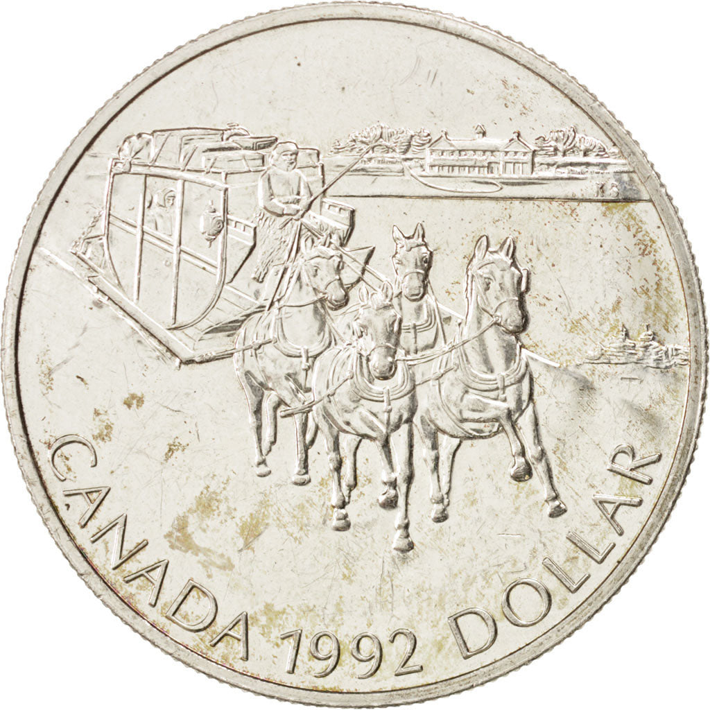 Moneda, Canadá, Elizabeth II, Dollar, 1992, Ottawa, EBC, Plata, KM:210